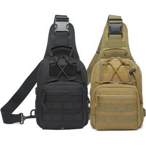 New Sling Bag Backpack Military Shoulder Bag Men's Black Tan 2 Packs